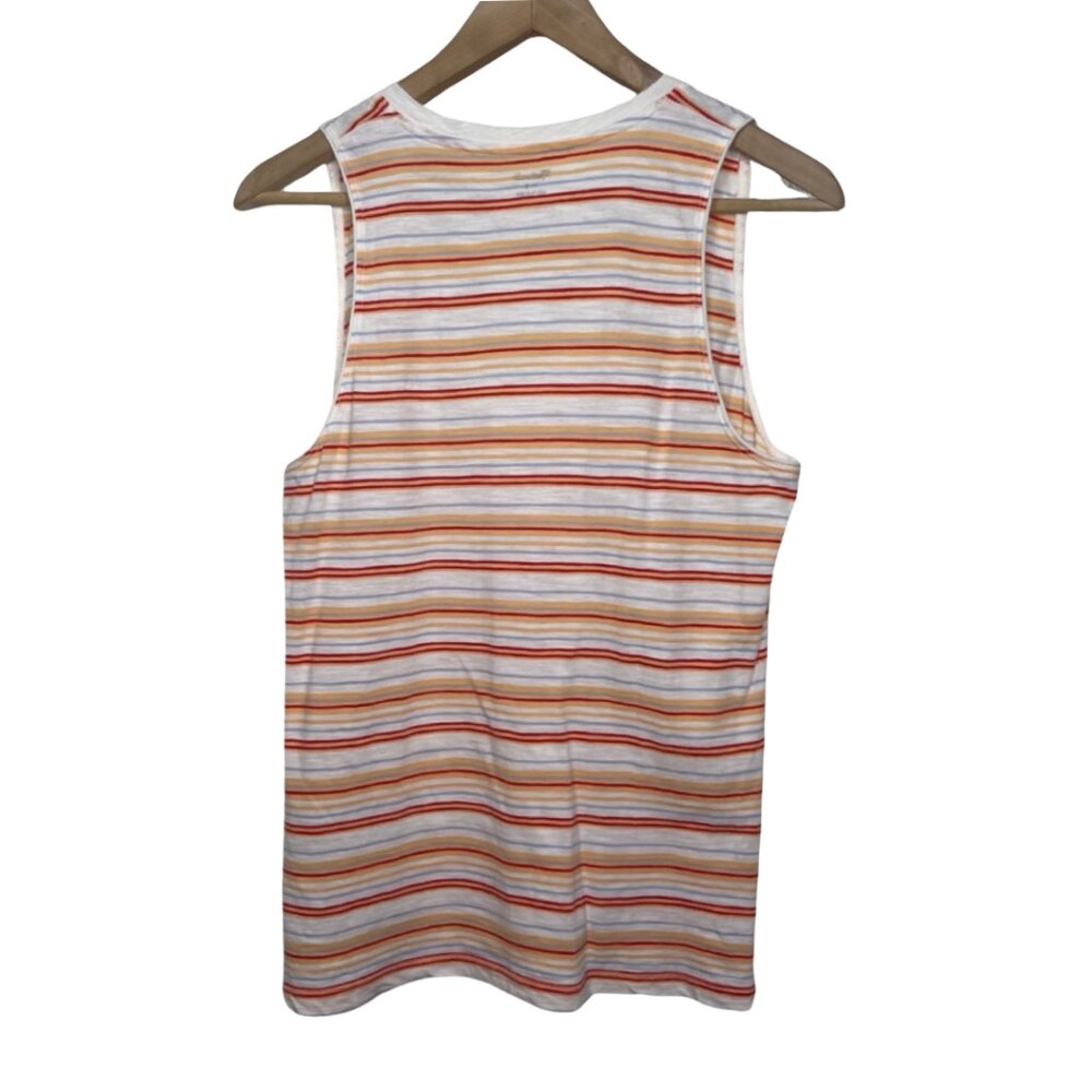MADEWELL | Orange Striped Whisper Cotton V-Neck Pocket Tank | Size S - Picture 5 of 13